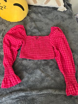 Crop top Shein rosa y fucsia cuadros