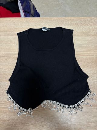 Top Zara Negro con Brillantes