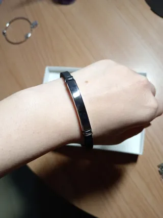 Braccialetto S'Steel Uomo Nero/Argento