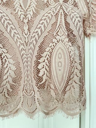 Camiseta Zara Encaje Rosa