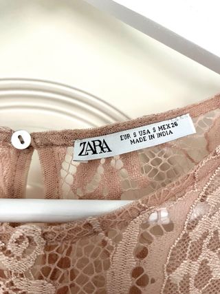 Camiseta Zara Encaje Rosa