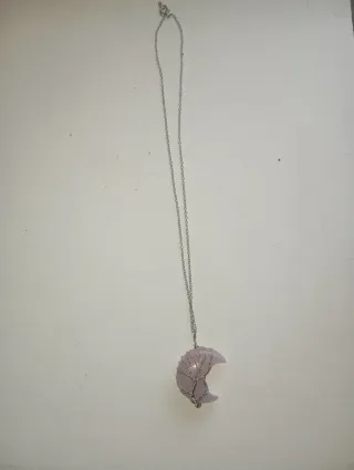 Colgante cuarzo rosa con Alambre Plateado y cadena