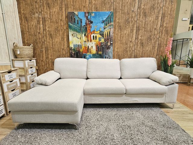 Sofá chaise longue beige 260cm