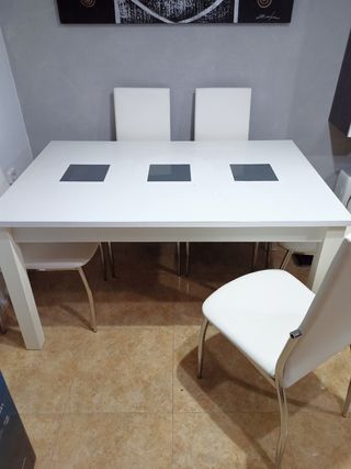 Mesa Comedor Blanca y 6 Sillas