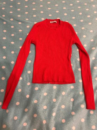 Bershka Camiseta Canalé Roja Talla XS