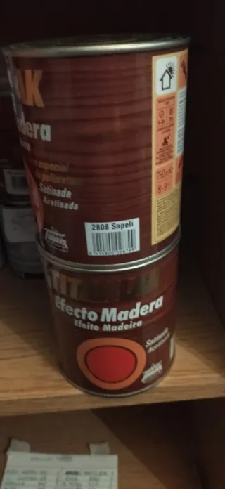 Liquidación: 2 botes Titanlak efecto madera Sapel