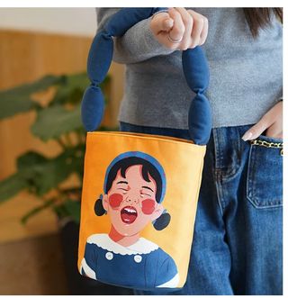 Bolso Naranja y Azul con Dibujo-Marca Heyhokiii