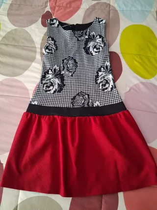 Vestido estampado flores y cuadros