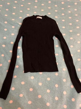 Camiseta Bershka manga larga negra XS
