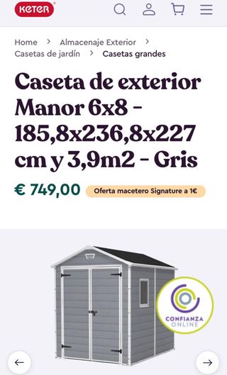 Caseta Jardín Keter 3,9m2 NUEVA