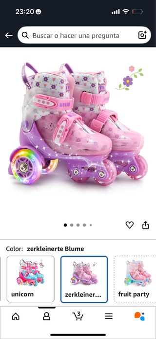 Patines infantiles rosas con luces