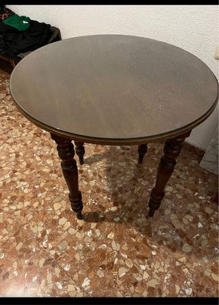 Mesa camilla redonda madera y cristal