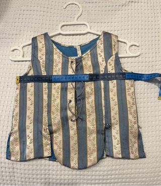 traje de Fallera Niña Azul y beige con flores rosa