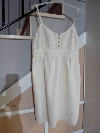 Vestido lencero blanco/beige