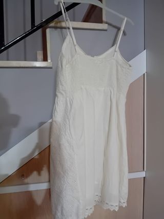 Vestido lencero blanco/beige