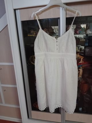 Vestido lencero blanco/beige