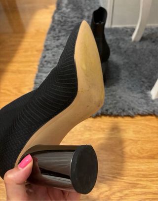 Botín Zara Tacón Metálico Negro