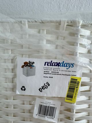 Cesta Relaxdays Mimbre Cuadrada Blanca