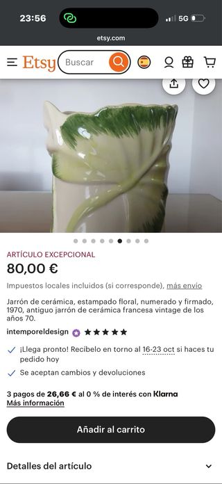 Jarrón de cerámica esmaltada años 70