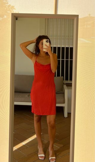 Vestido H&M corto rojo satinado