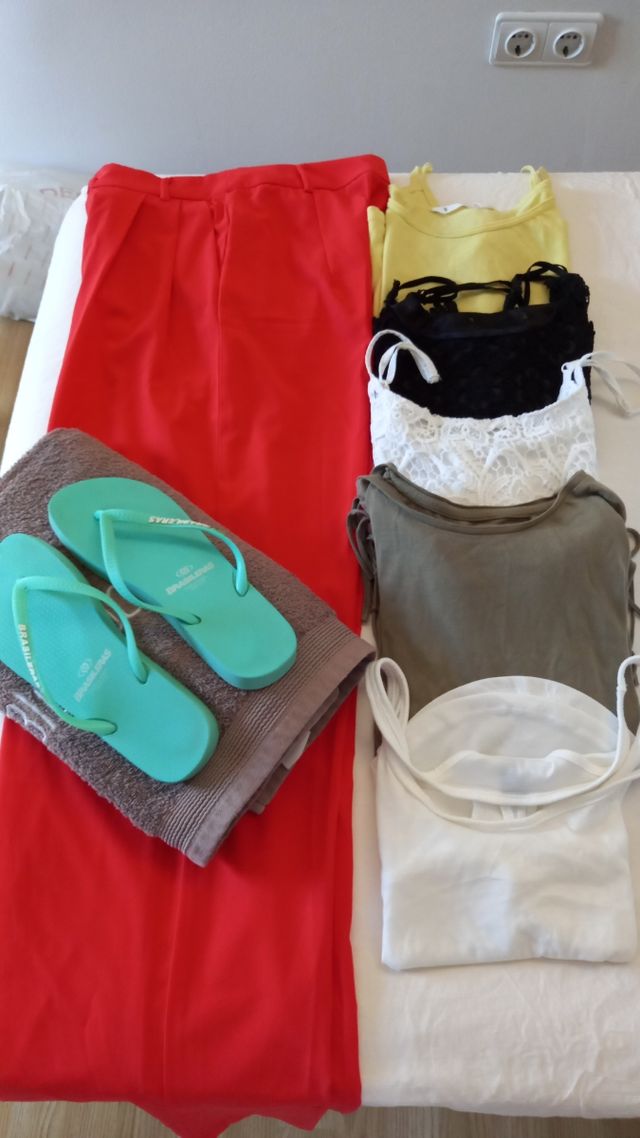 Lote Ropa Mujer: Pantalón Rojo y Tops