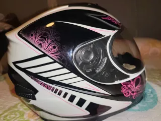 Casco Moto SHIRO Talla XS Blanco/Negro/Rosa.