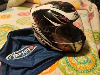 Casco Moto SHIRO Talla XS Blanco/Negro/Rosa.