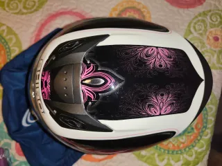 Casco Moto SHIRO Talla XS Blanco/Negro/Rosa.