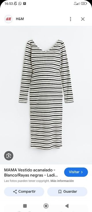 Vestido premamá canalé H&M rayas