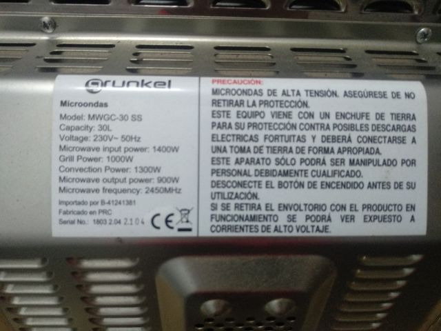 Horno Microondas Grunkel MWGC-30 SS