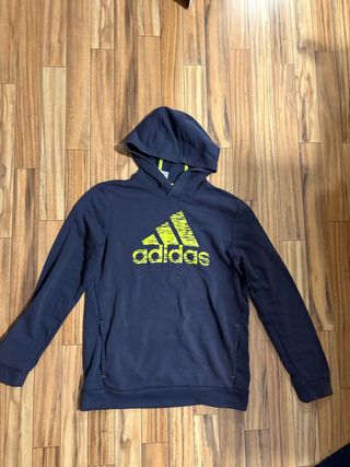 Sudadera Adidas Azul con Logo Amarillo