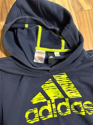 Sudadera Adidas Azul con Logo Amarillo