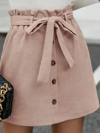 Falda rosa palo con botones