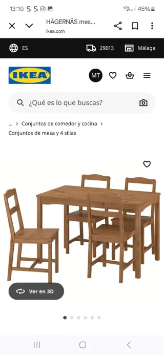 Mesa de madera con 4 sillas
