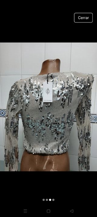 Top Stradivarius lentejuelas plateado