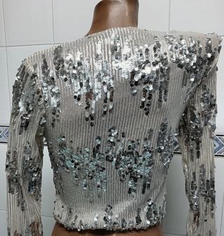 Top Stradivarius lentejuelas plateado