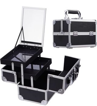 Maletín Maquillaje Profesional Negro/Plata