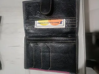 Elegante cartera piel y ante multifuncional