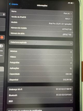 iPad Pro 12.9 3ª Geração 256GB