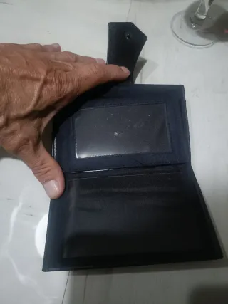 Cartera en piel y tela multifuncional 