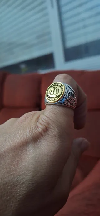 Anillo Sello Hombre Oro y Plata