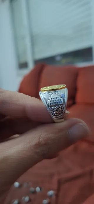 Anillo Sello Hombre Oro y Plata