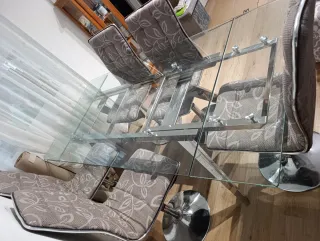 Mesa de comedor extensible cristal y metal
