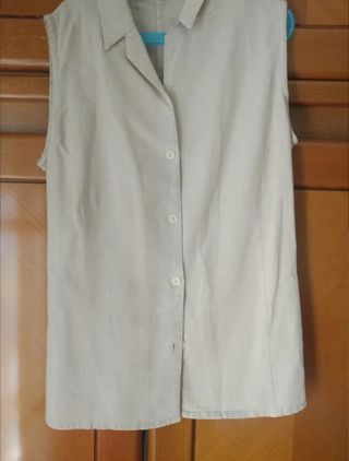 Camisa Lino Beige Mujer T XL Canda