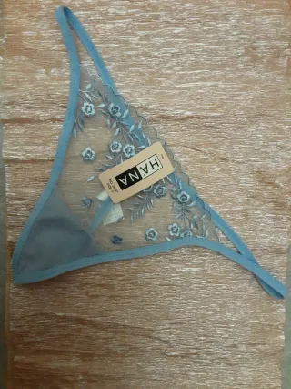Tanga celeste encaje floral talla única 