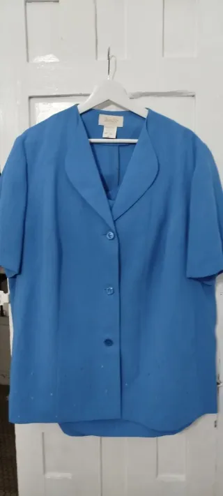 Traje chaqueta azul mujer