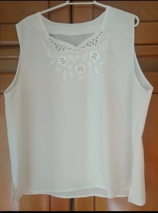 Blusa sin mangas blanca mujer T XXL