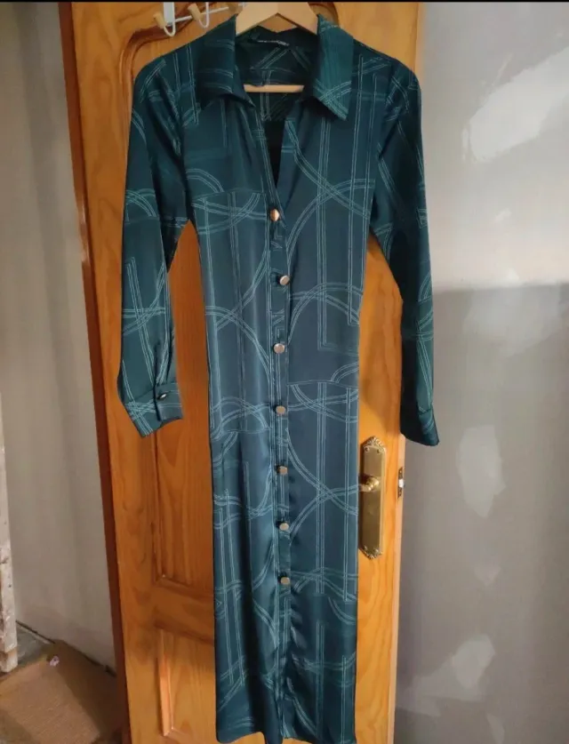 Vestido largo Zara verde estampado