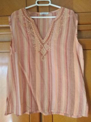 Blusa sin mangas T42 rayas bordada