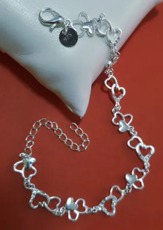 Pulsera de Plata 925 de 18/20 cm - Corazones